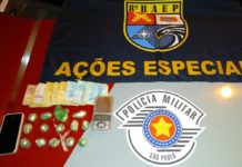 Após denúncia sobre o tráfico de drogas, Polícia Militar apreende R$ 6.480 e cocaína, em Dracena