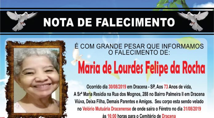 Falecimento Dia 31/08/19