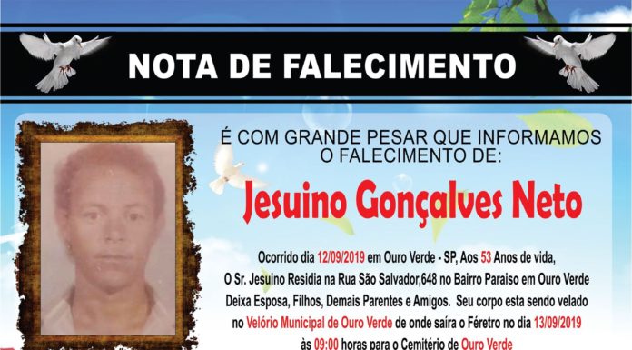 Falecimento 12/09/19