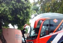 Ônibus e veículo batem em esquina com Semáforo