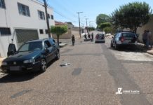 Acidente entre carro e moto na esquina das ruas Dom Pedro com Stelio Loureiro Machado. 30/09/19