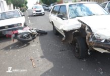 Motociclista fica ferido ao se envolver em acidente com dois veículos em Dracena