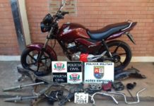 Moto que havia sido furtada em Ouro Verde é recuperada