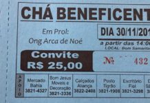 Chá Beneficente em prol a Ong Arca de Noé
