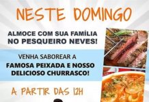 Almoço deste domingo (8) no Pesqueiro Neves com música ao vivo