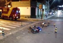 Acidente entre duas motos deixa um homem gravemente ferido