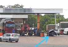 Veículo cai dentro de local de trocar óleo em Posto de Combustíveis