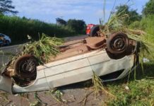 Capotamento deixa homem ferido na Rodovia Assis Chateaubriand em Martinópolis