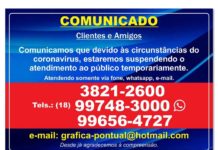 Gráfica Pontual faz comunicado a clientes e amigos