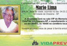 Morre o Dr. Mário Lima que foi um dos diretores da Dracena Motor Volkswagem