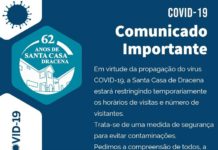 Comunicado da Santa Casa de Dracena sobre o COVID-19