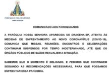 Comunicado da Paróquia Nossa Senhora Aparecida de Dracena