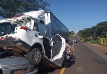 Grave acidente envolve caminhão e dois carros próximo a Parapuã com duas vítimas fatais