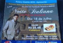 Rotary Club de Dracena e Rotary Club de Dracena Imperial convidam para Live Noite Italiana