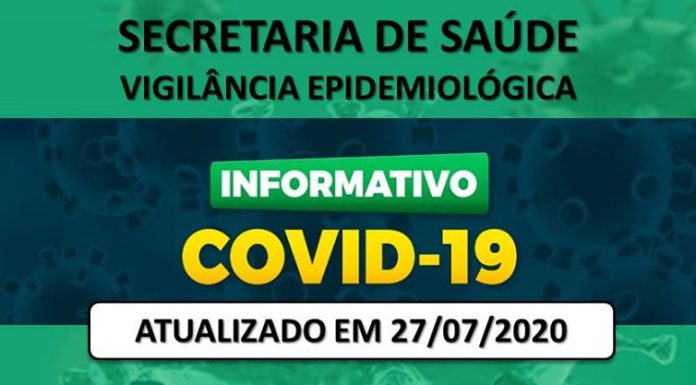 Boletim atualizado da COVID-19 da Secretaria Municipal de Dracena 27/07/20