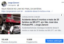 Matéria do Site Jorge Zanoni é vista por mais de 103 mil pessoas