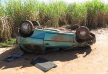 Veículo furtado na madruga em Dracena é localizado capotado em rodovia