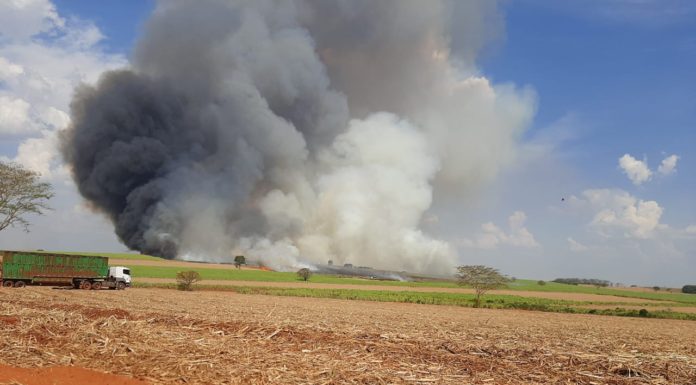Incêndio de grandes proporções em Canavial próximo ao Distrito de Jaciporã