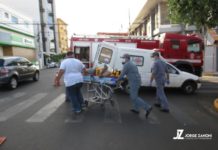 Acidente no centro de Dracena deixa motociclista ferido