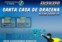Boletim atualizado das ALTAS de Pacientes COVID-19 da Santa Casa de Dracena 23/03/21