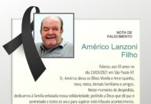 Sr. Américo Lanzoni Filho será sepultado às 14 Hs.