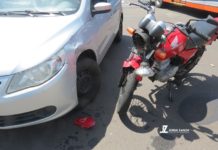Moto e veículo batem em Avenida de Dracena