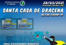 Boletim atualizado das ALTAS de Pacientes COVID-19 da Santa Casa de Dracena 28/03/21