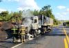 Incêndio em caminhão mobiliza o Corpo de Bombeiros na Rodovia Assis Chateaubriand