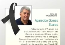 Falecimentos 26/06/21