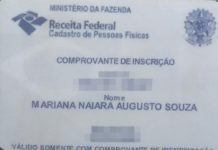 Foi encontrado um cartão de CPF