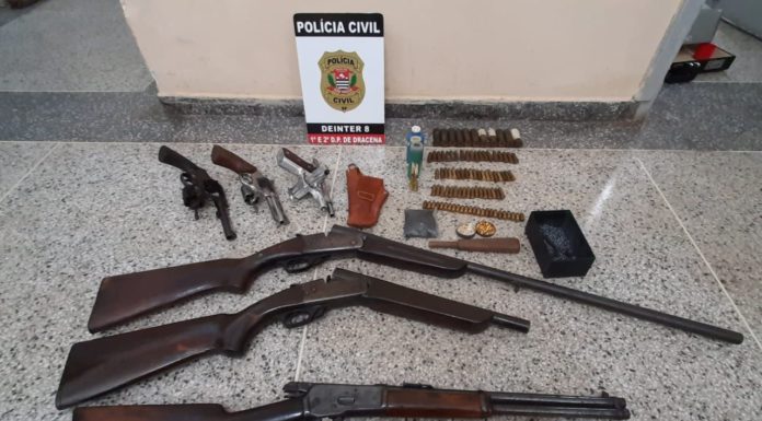 Polícia Civil prende homem e apreende seis armas de fogo e várias munições em Dracena