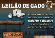 Leilão da Santa Casa de Dracena acontece no próximo domingo (24)