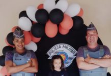 Criança de Panorama tem festa de aniversário com o tema da Polícia Militar