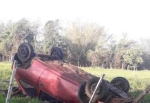 Capotamento nesta manhã na Vicinal da Pousada Bom Samaritano