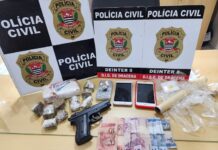 Polícia Civil apreende Drogas, Dinheiro, Celulares Balança e Simulacro de Arma em Dracena