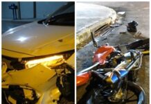 Acidente entre carro e moto deixa jovem ferido na região central Dracena