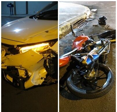 Acidente entre carro e moto deixa jovem ferido na região central Dracena