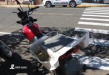 Acidente próximo a Igreja Matriz deixa motociclista ferido