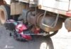 Acidente entre caminhão e moto deixa motociclista ferido no centro de Dracena