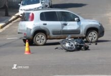 Acidente entre carro e moto deixa mulher ferida na região central de Dracena