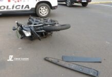 Jovem sofre fratura em acidente entre moto e carro em Dracena