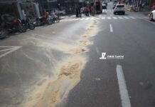 Caminhão derrama oleo e causa dois acidentes com motos em sequência no centro de Dracena