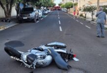 Motociclista fica gravemente ferido em acidente na esquina das Ruas Edison da Silveira Campos com Euclides da Cunha em Dracena