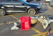 Mulher fica ferida em acidente entre carro e moto na Presidente Roosevelt em Dracena